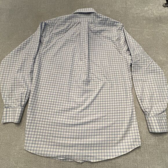 Brooks Brothers Dress Shirt 15 32 Non Iron Blue White Check Button Down Cotton - Picture 4 of 6